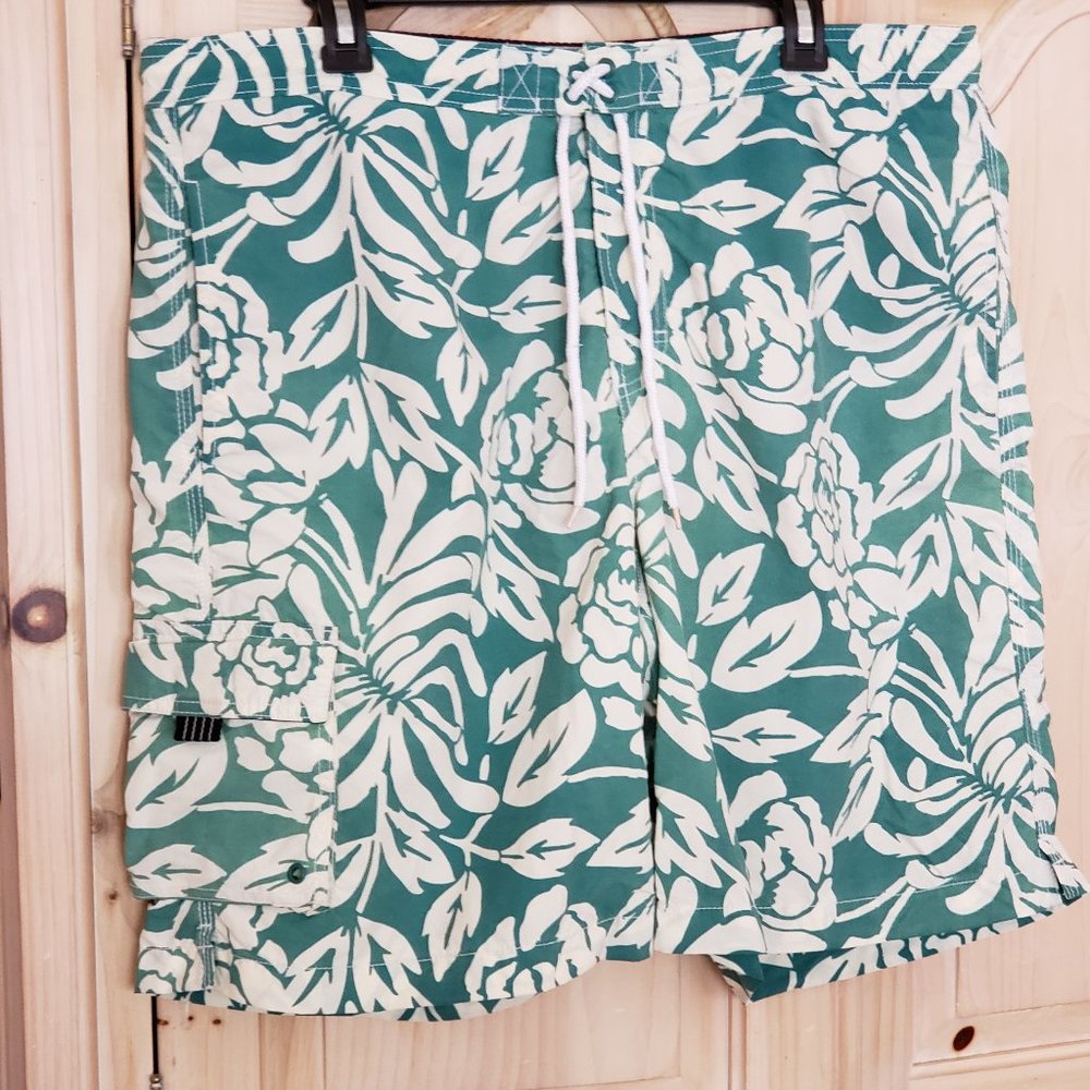 LANDS' END Men's 9" Quick Dry Cargo Swim Trunks with Liner Size L 36-38